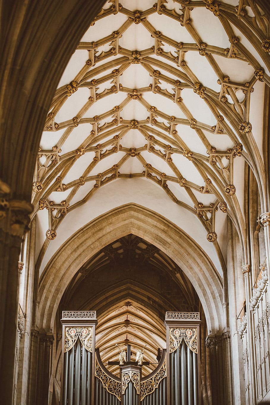 Wells Cathedral, gold cathedral ceiling, building, architecture HD wallpaper