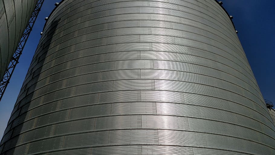 grain bin, farm, storage, agriculture, architecture, steel HD wallpaper