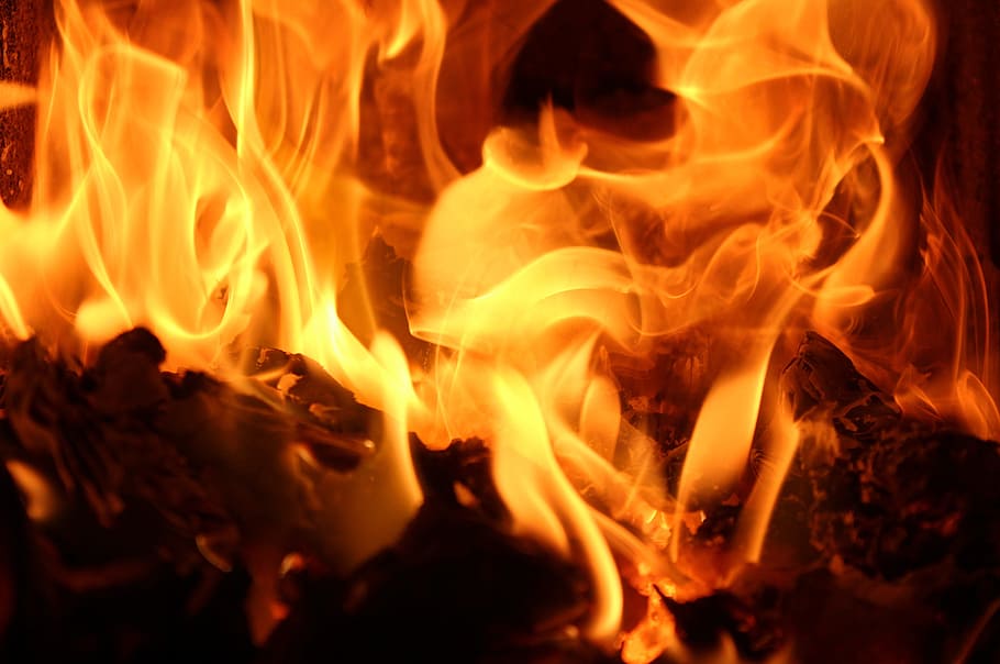 HD wallpaper: flames, heat, hot, fireplace, burn, light, glow, burning, fir...