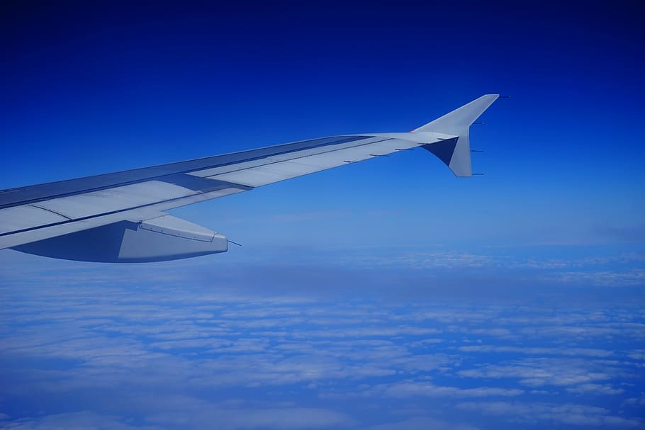 fly, aircraft, wing, sky, clouds, blue, air vehicle, flying HD wallpaper