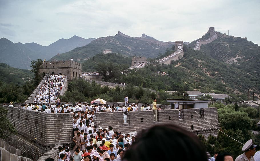 Great Wall of Chine, Beijing during daytime, group, people, china