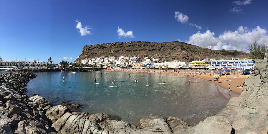 Gran Canaria, Puerto De Mogan, Beach, village, ocean, travel, HD wallpaper