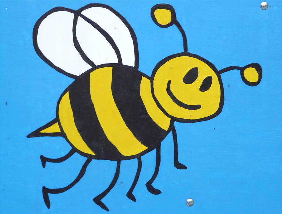 honeybee illustration, Wasp, Comic, Figure, Image, Paint, cartoon character, HD wallpaper