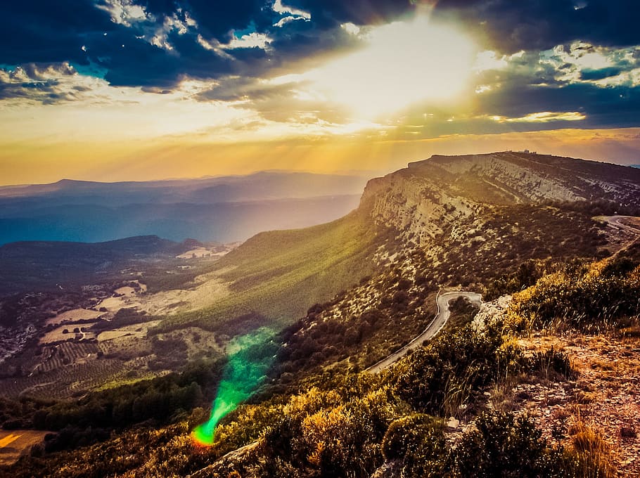 sunset, mountain, lying, clouds, sky, snow, morocco, pyrénées HD wallpaper