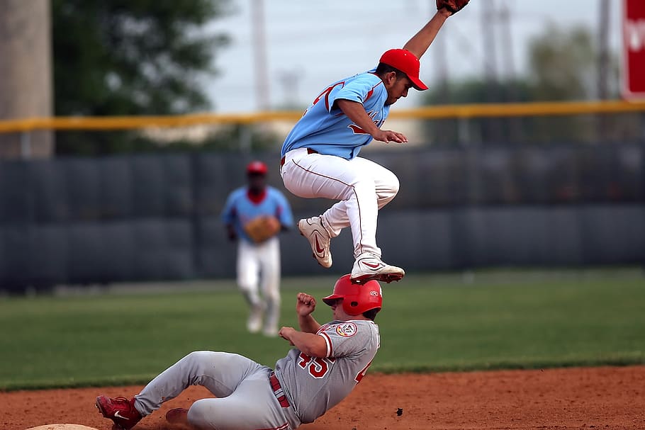 baseball, baseball player, slide, second base, stealing second HD wallpaper