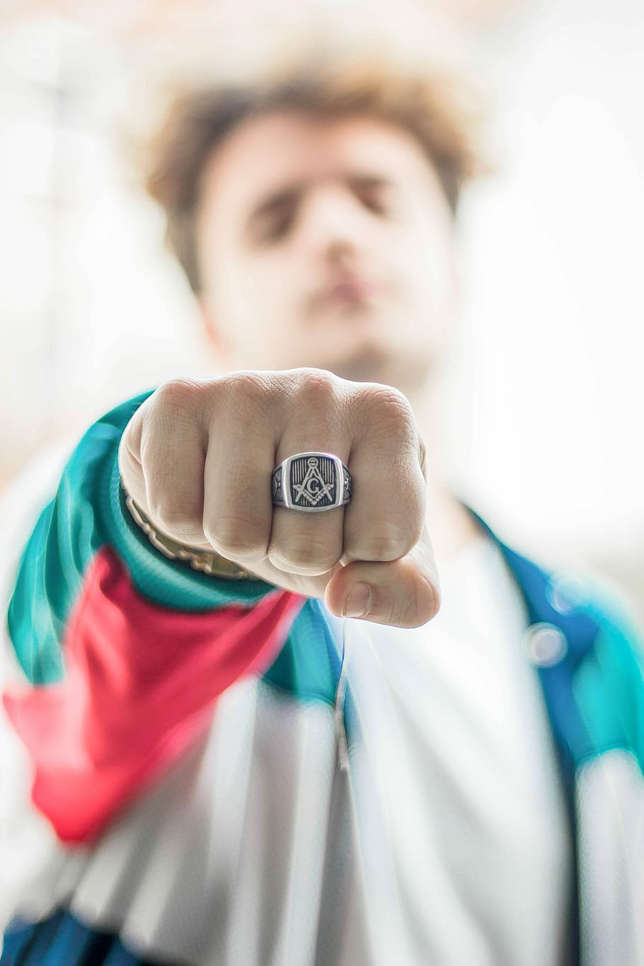 Self-Confidence, man showing silver-colored mason ring, male HD wallpaper
