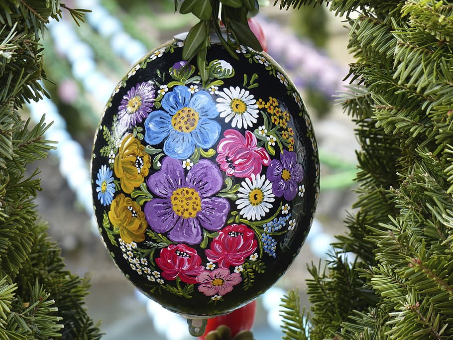 easter egg, easter well, biberbach, decoration, plant, close-up HD wallpaper
