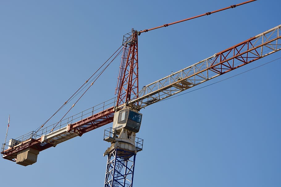 crane, site, cabin, lifting, building, work, arm, industry, HD wallpaper