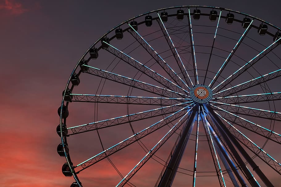 architectural photography of Ferris wheel, The Great Smoky Mountain Wheel in Pigeon Forge, HD wallpaper