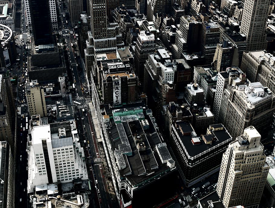 photo of citscape, aerial view of buildings, city, skyscraper, HD wallpaper