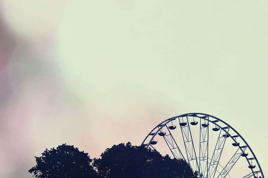 silhouette of a feris wheel, carousel, distant, year market HD wallpaper