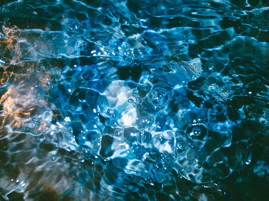 water ripple, water formation, light, blue, reflection, illuminated HD wallpaper