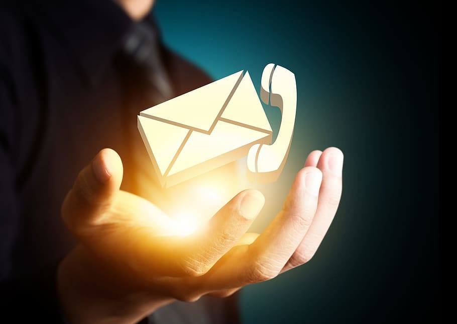 person holding message and calling logo, phone, contact, recruitment HD wallpaper