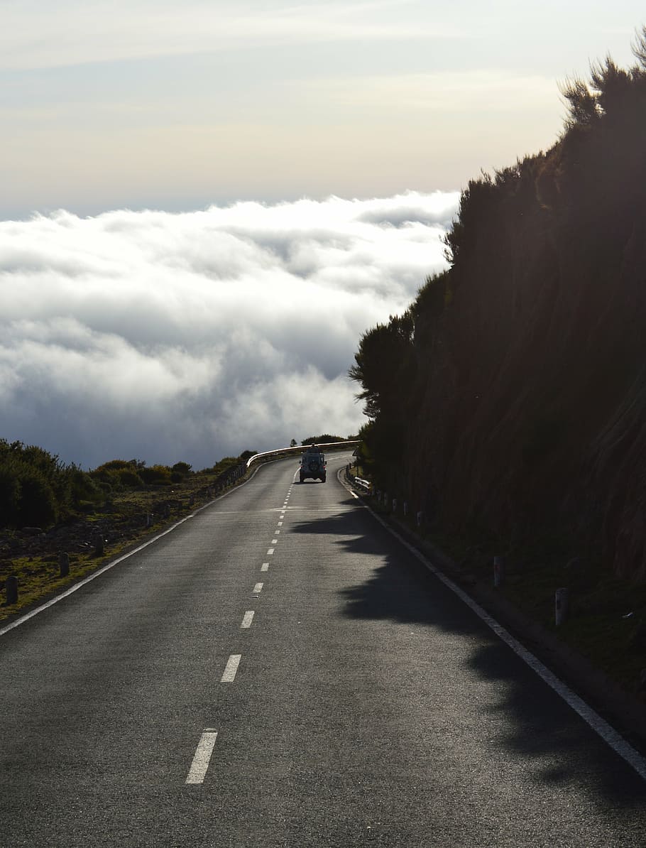 road, clouds, auto, dom, nature, insek, the way forward, transportation HD wallpaper
