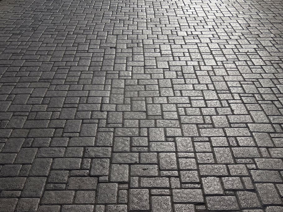 gray concrete pavement, patch, paving stone, stones, pattern, HD wallpaper