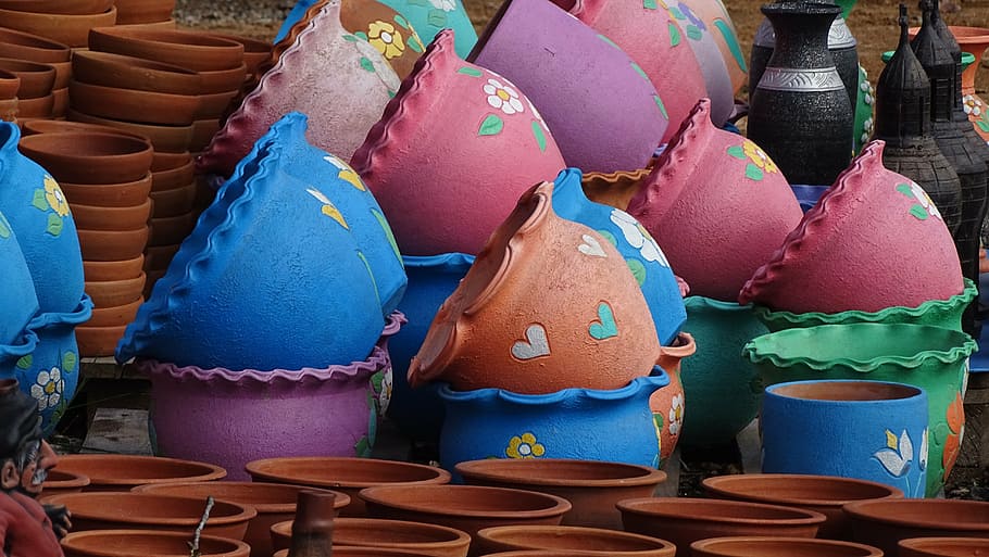 georgia, pots, clay, cultures, multi colored, choice, variation HD wallpaper
