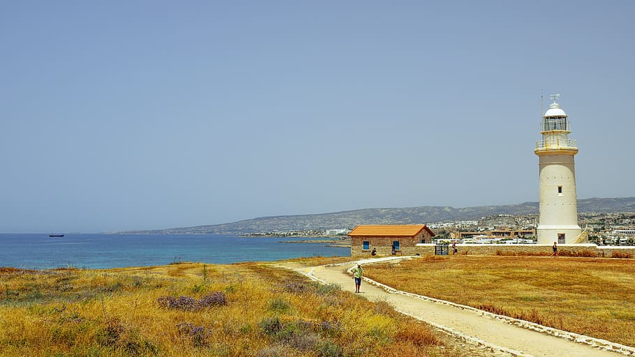 Lighthouse, View, Sea, Path, Landscape, mediterranean, archaeological park HD wallpaper