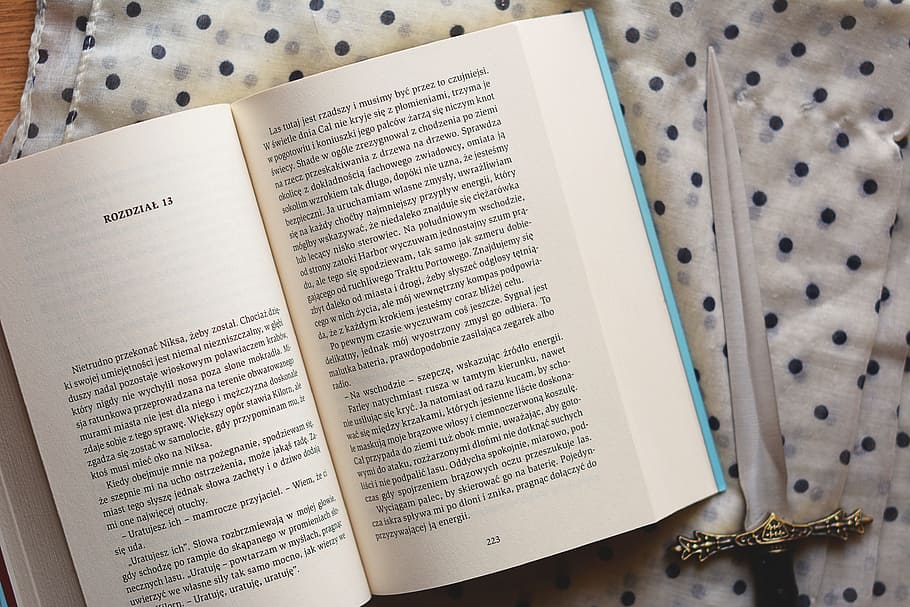 Book, Dagger, Read, Reading, White, culture, open, page, no people HD wallpaper