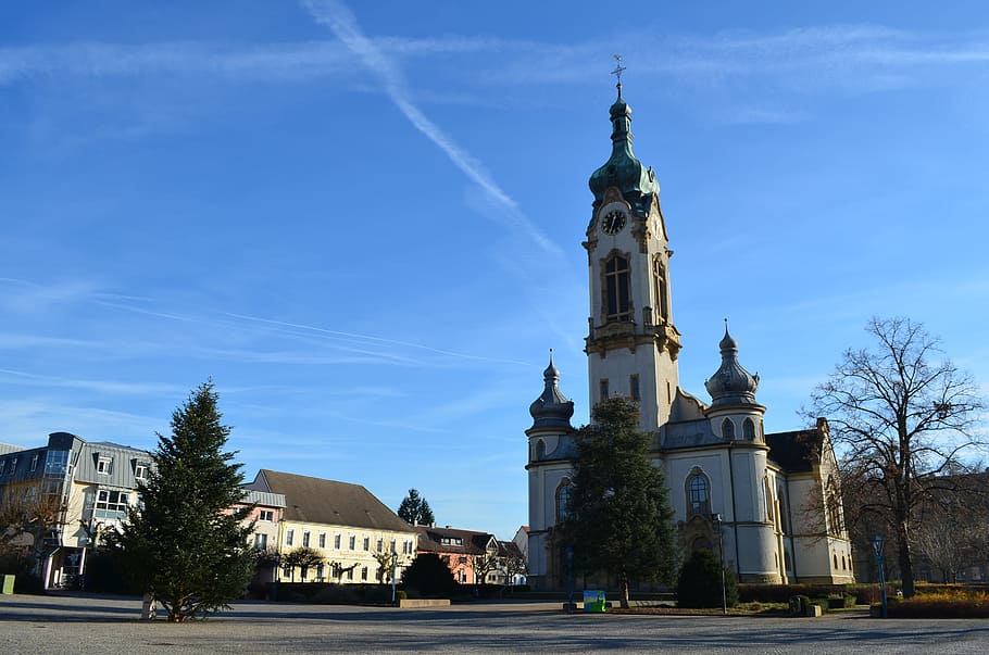 Church, Hockenheim, Germany, Protestant, hockenheim germany, HD wallpaper