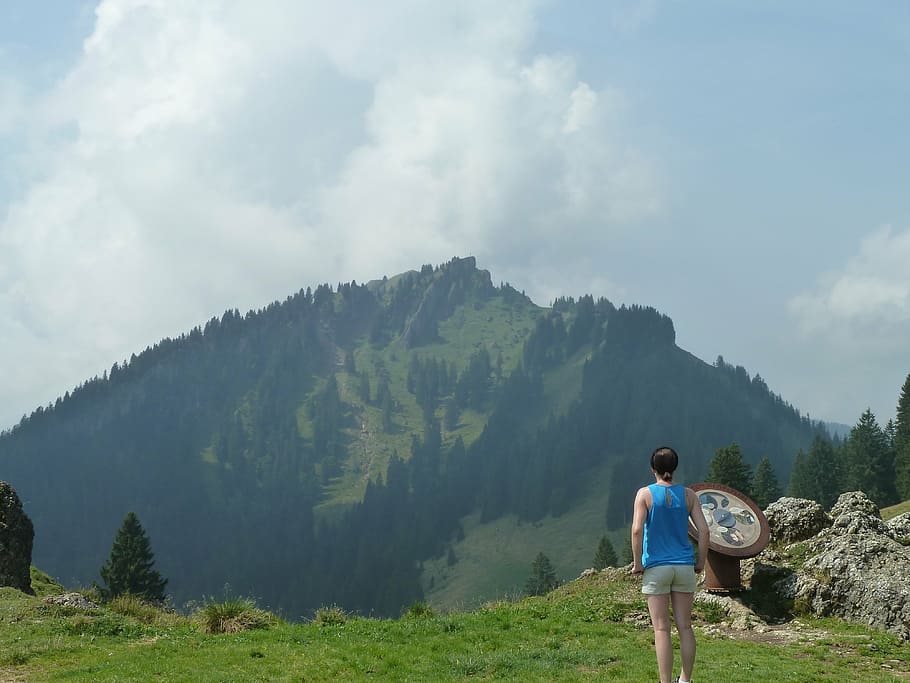 summit, hike, hiking, mountain, alpine, mountains, leisure activity HD wallpaper