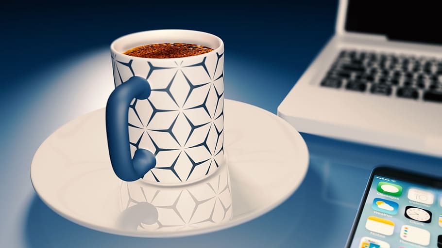 coffee mug, office cup, 3d model, technology, wireless technology HD wallpaper