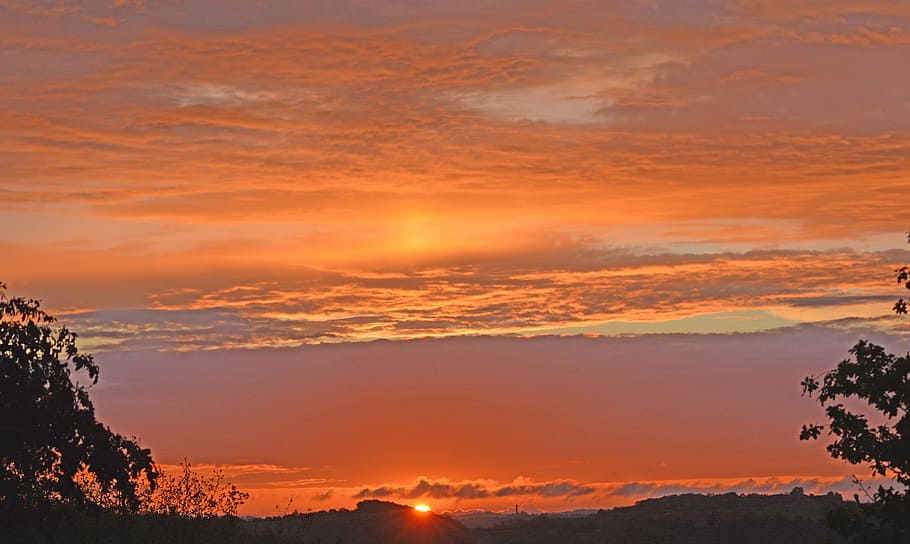 Sunset, Twilight, Clouds, Evening, Sun, sky, nature, dusk, orange Color HD wallpaper