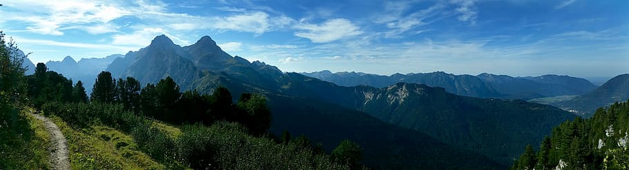 mountains, schachen, hiking, view, panorama, landscape, mountain hiking HD wallpaper