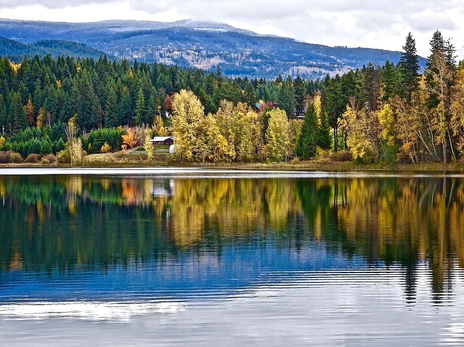 Reflection, Water, Landscape, autumn, scenery, peaceful, mountain HD wallpaper