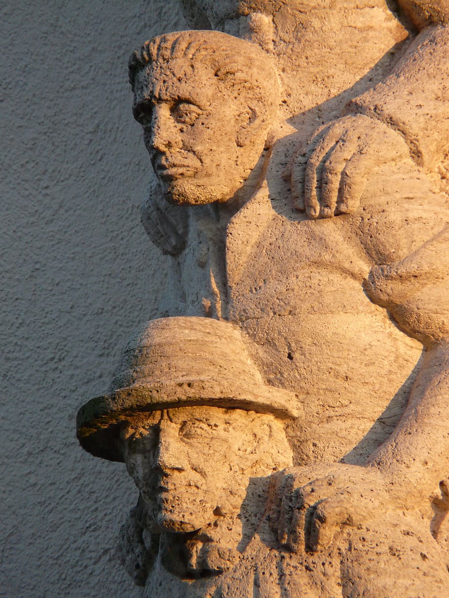 faces, stone, stonemasonry, profile, men, figures, facade, head HD wallpaper