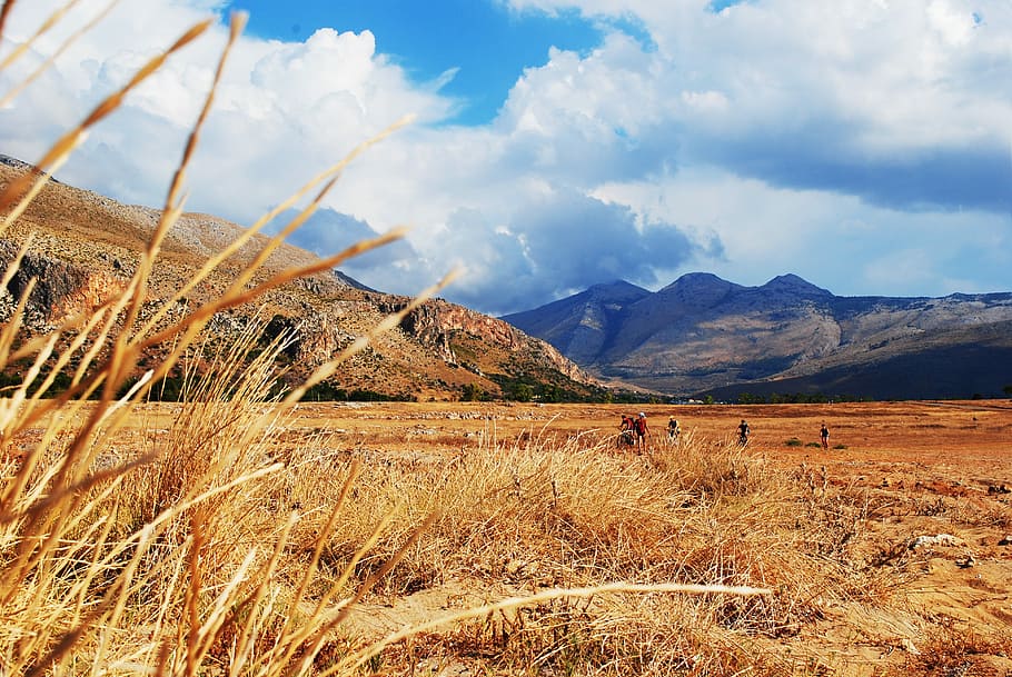Nature, Mountains, Rocks, Sicily, sky, field, summer, landscape HD wallpaper
