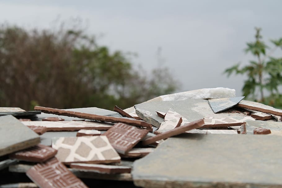 Rubble, Destruction, Broken, Glazed, tiles, tiling, shards HD wallpaper