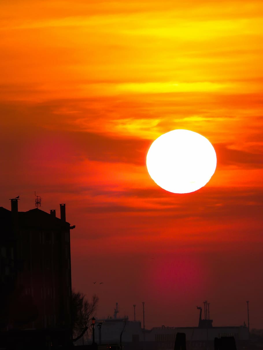 nature, landscape, sun, sunset, lichtspiel, venice, color, farbenspiel HD wallpaper