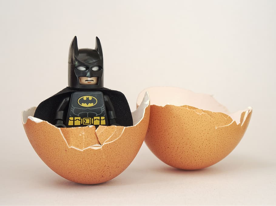 LEGO batman with brown egg, hatch, hatched, begin, beginning HD wallpaper