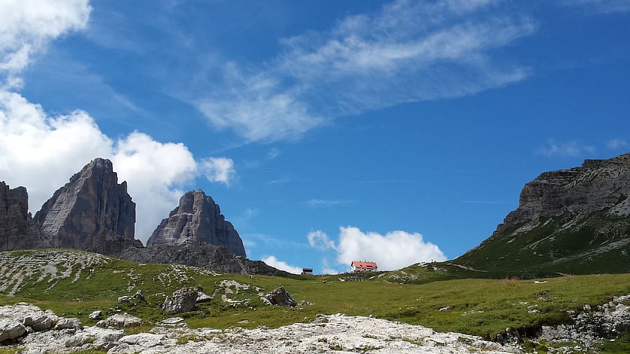 lavaredo, dolomites, mountain, landscape, daylight, sky, beauty in nature HD wallpaper