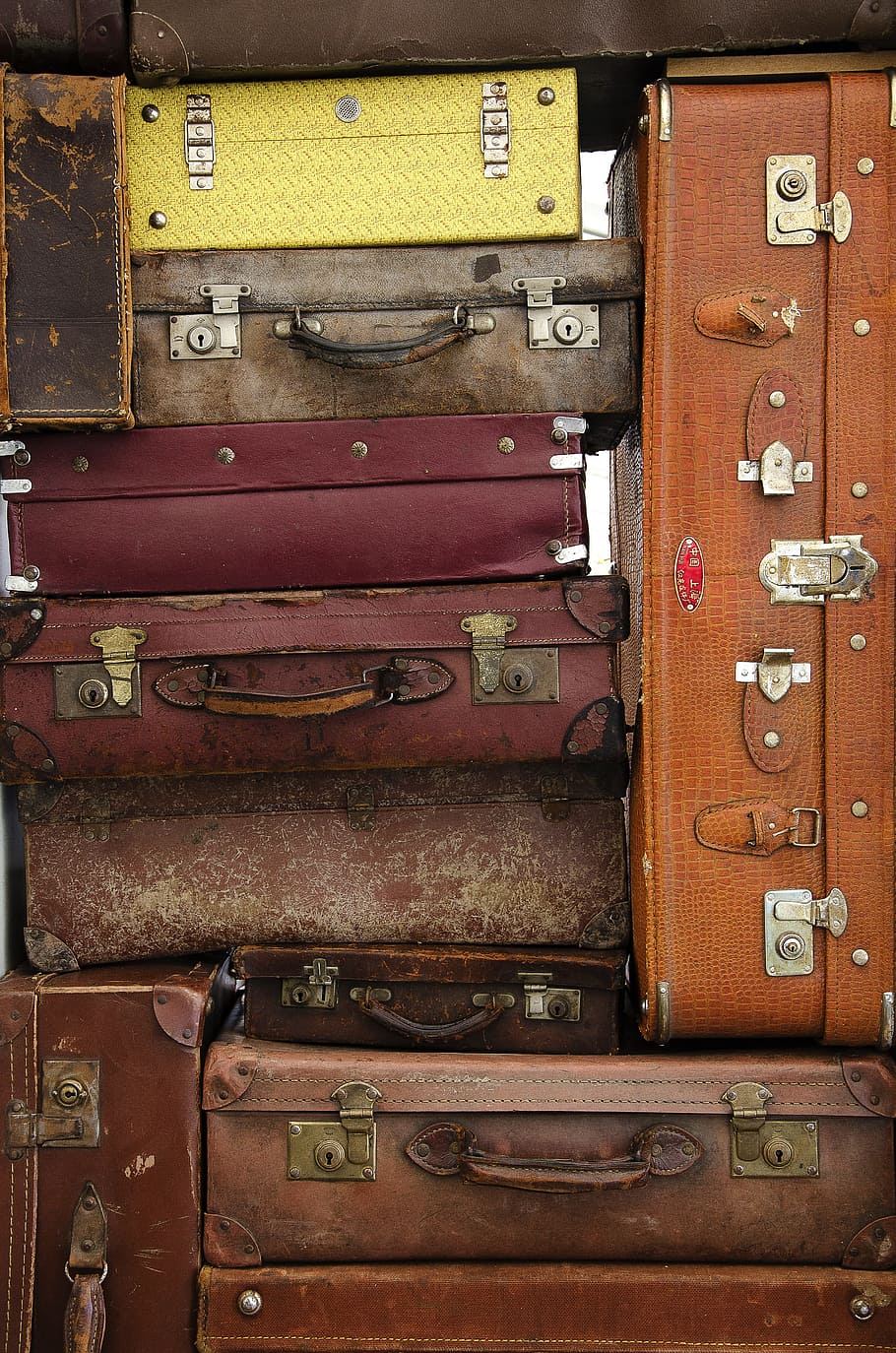 case, retro, handle, luggage, vintage, suitcases, leather, travel, HD wallpaper