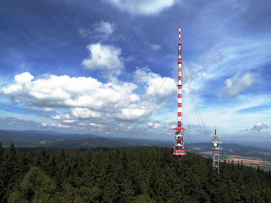 transmitter, tv, travel, modern, kleť hill, czech republic, HD wallpaper