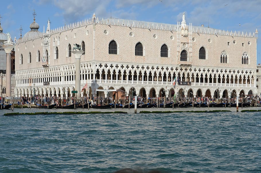 venice, italy, doge's palace, built structure, water, architecture, HD wallpaper