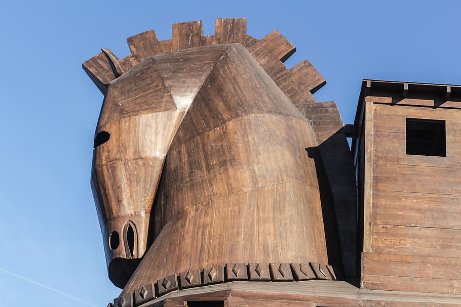 brown horse structure, trojan horse, troy, turkey, wooden horse, HD wallpaper