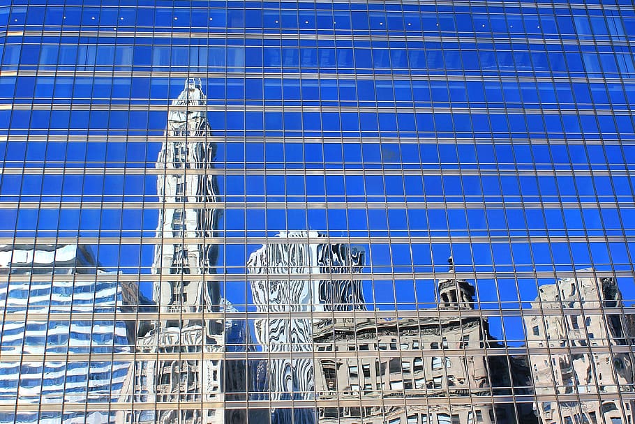 usa, chicago, reflection, skyscraper, mirror, built structure HD wallpaper