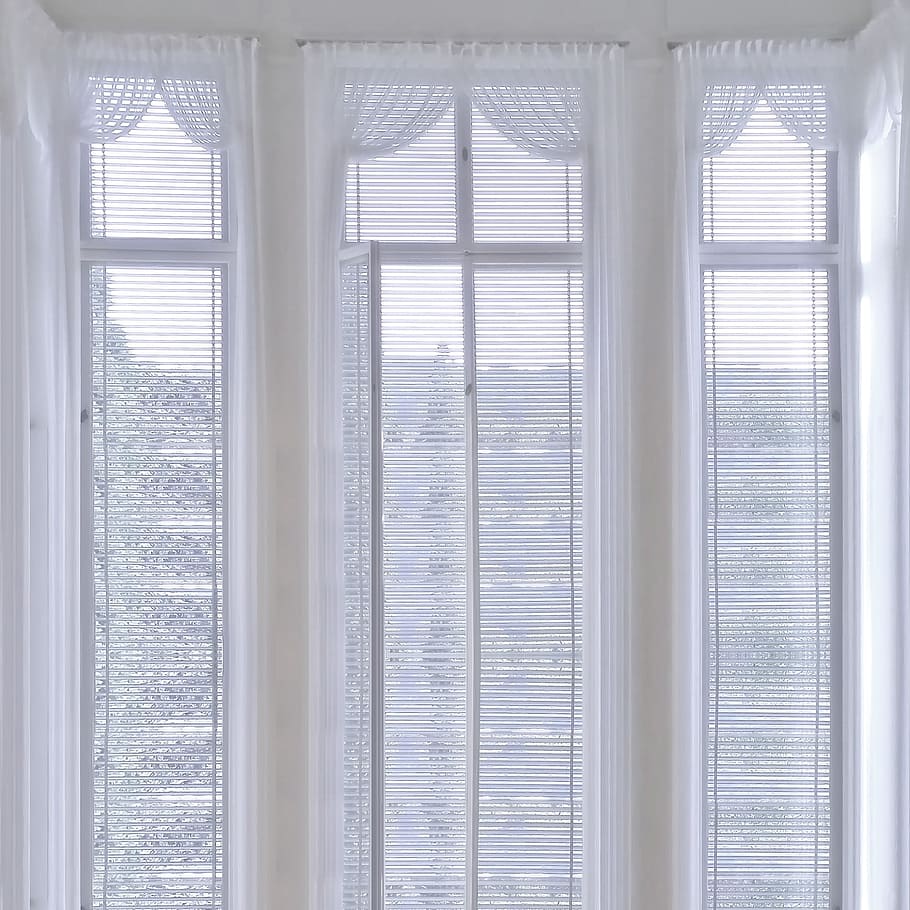 white horizontal window blinds, interior, room, window light
