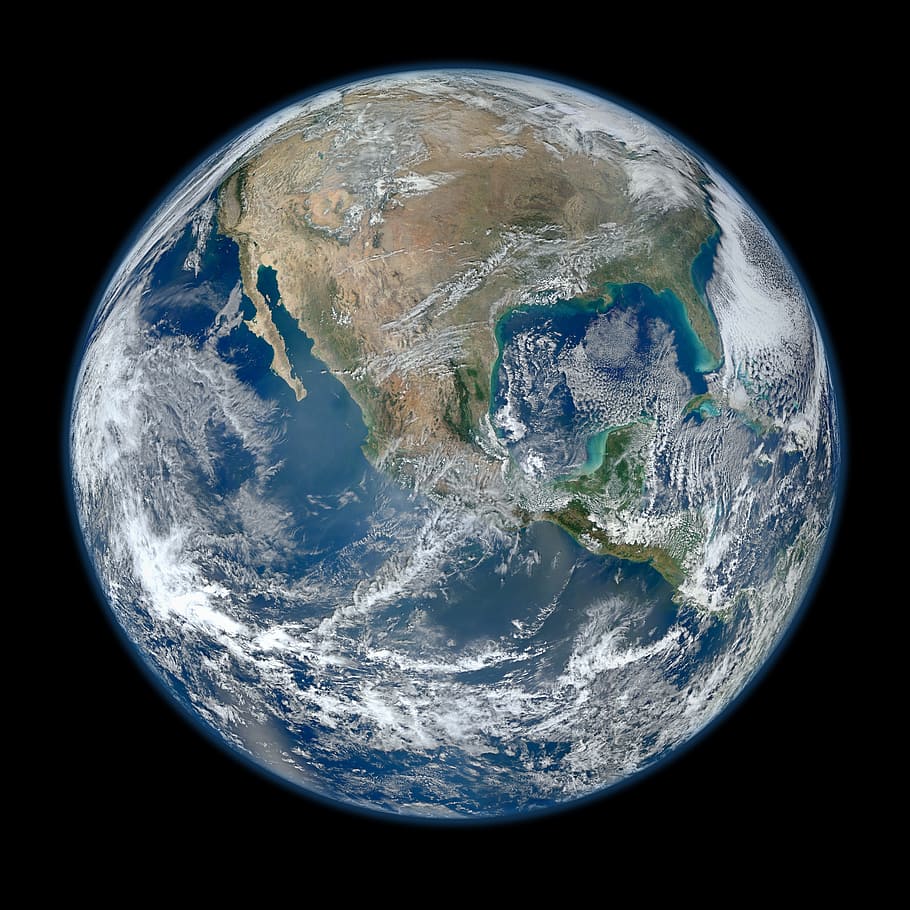 planet earth, world, globe, spaceview, blue, cosmos, universe HD wallpaper