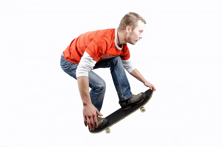 man playing skateboard, adult, people, athlete, athletic, background, HD wallpaper