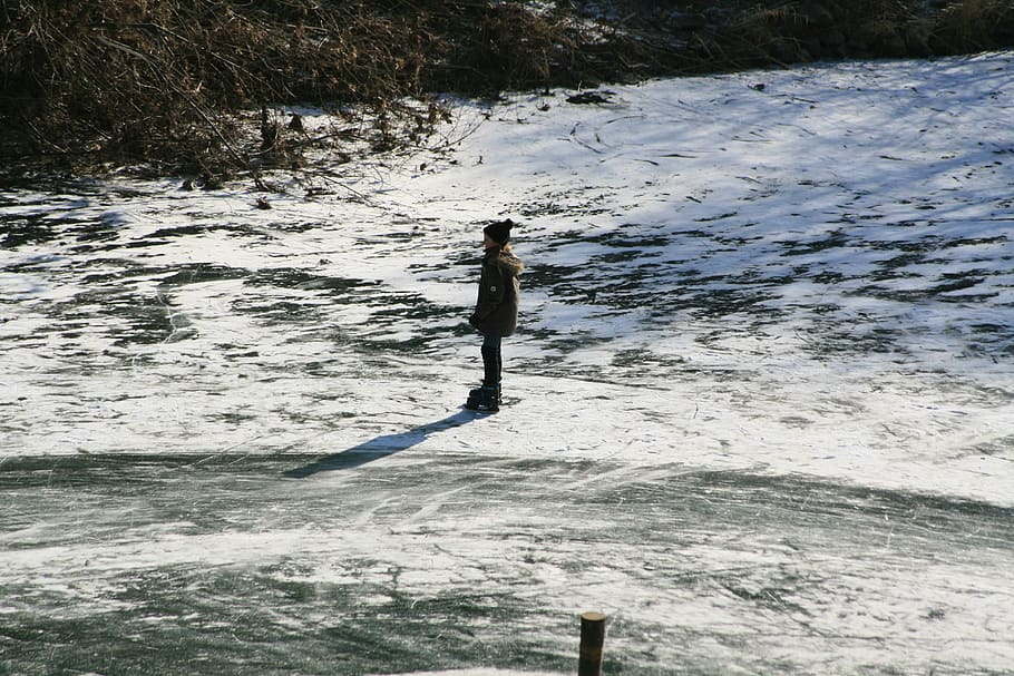 Ice, Winter, River, Frozen, Skate, Cold, child, lahn, geilnau, HD wallpaper