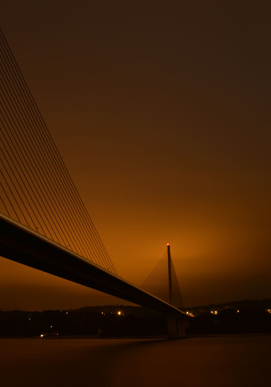 night, long exposure, bridge, river, evening, architecture HD wallpaper