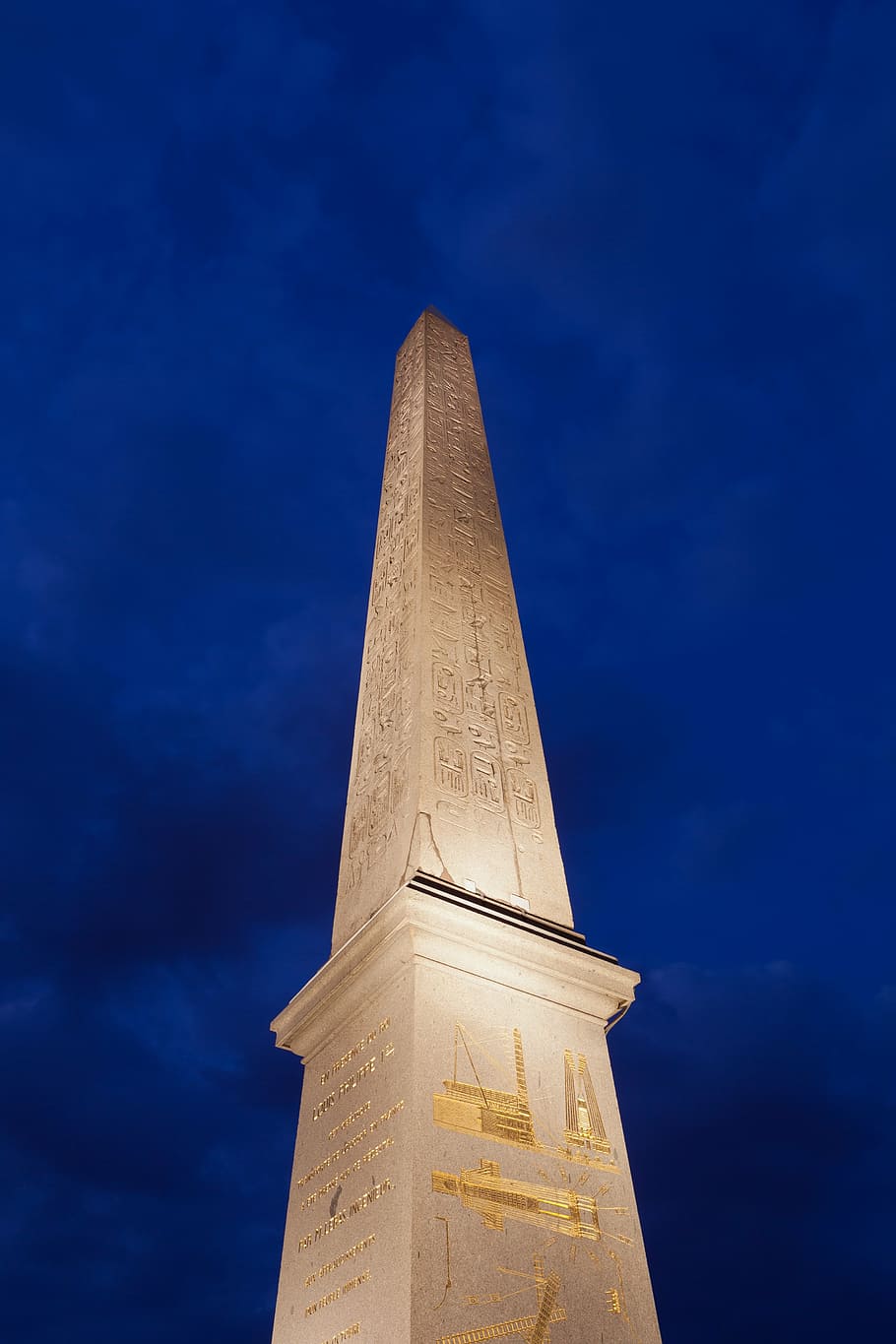 obelisk, place, concord, parisnight, monument, obelisk of luxor