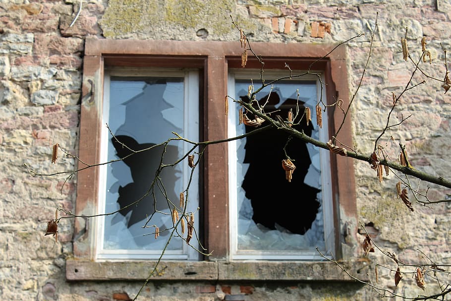 window, old, old window, glass, masonry, facade, window glass HD wallpaper