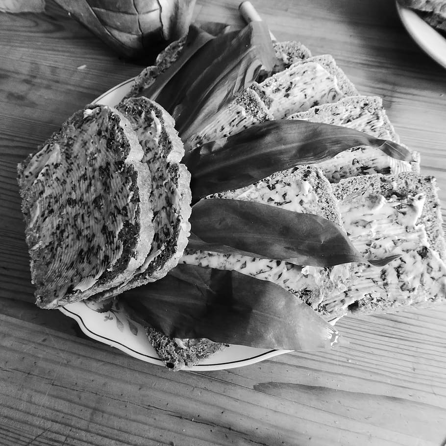 bread, picnic, eat, meal, bear's garlic, whole wheat, bio, bear's garlic butter HD wallpaper