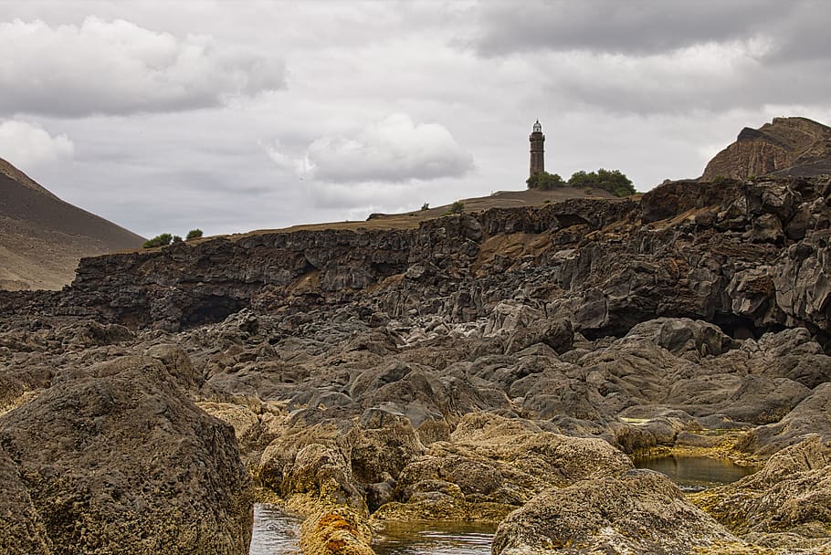 nature, landscape, lighthouse, tower, navigation, eruption, HD wallpaper