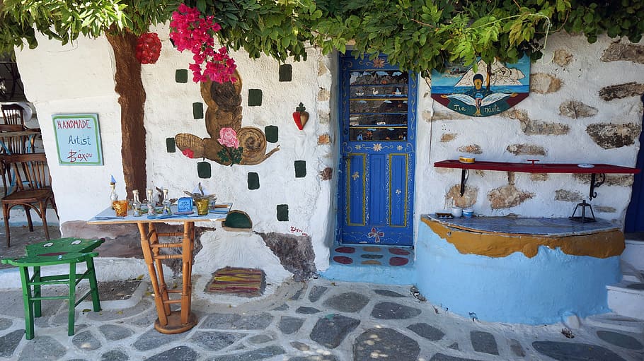 Amorgos, Greek, Island, Old Town, Idyllic, greek island, blue, HD wallpaper