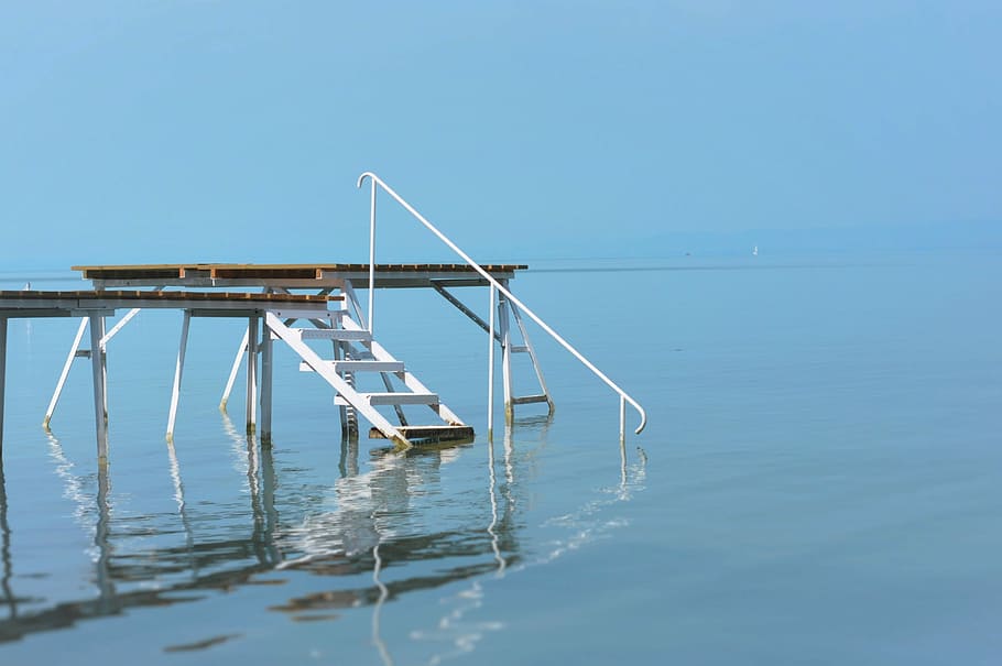 Lake Balaton, Plot, Waterfront, Nature, blue, sky, landscape HD wallpaper